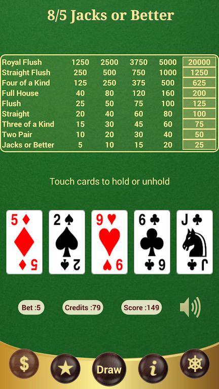 8/5 Jacks or Better Poker Captura de tela 1