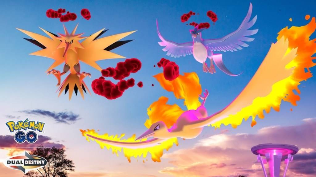 Pokemon Go Key Art para o vôo lendário com dynamax moltres