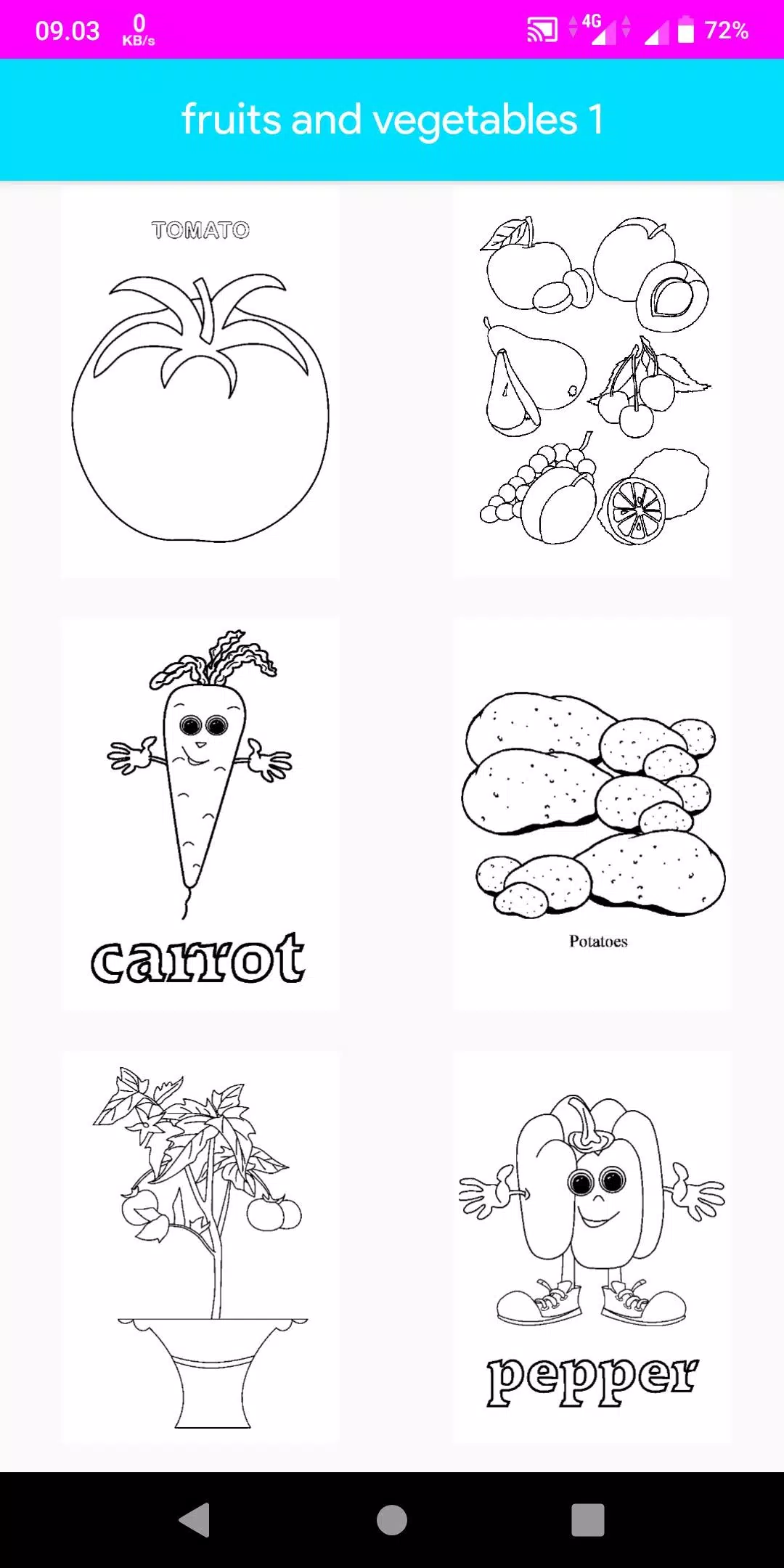 Coloring Fruits And Vegetables Zrzut ekranu 2