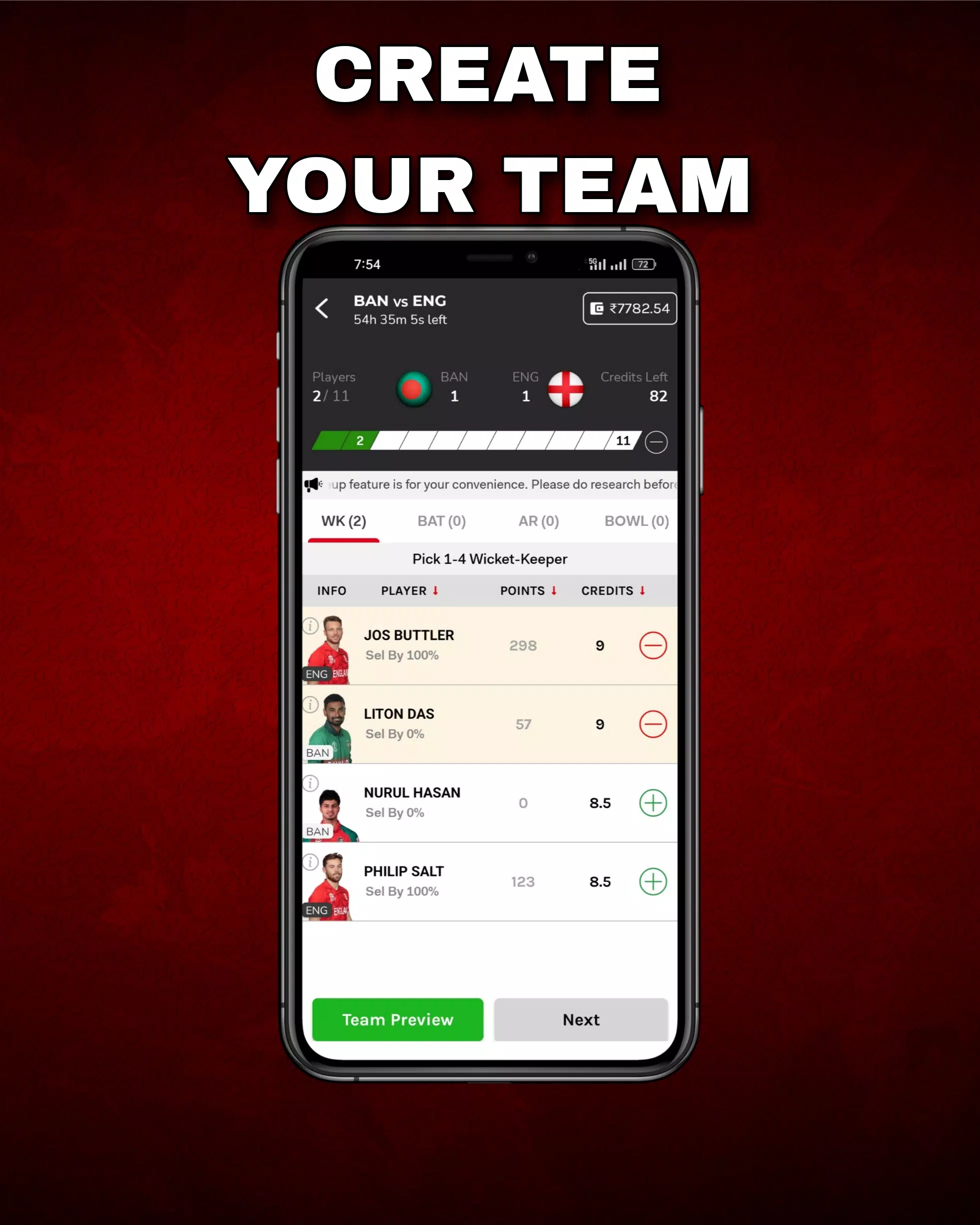 FantPlay11:Fantasy Cricket App Captura de pantalla 2