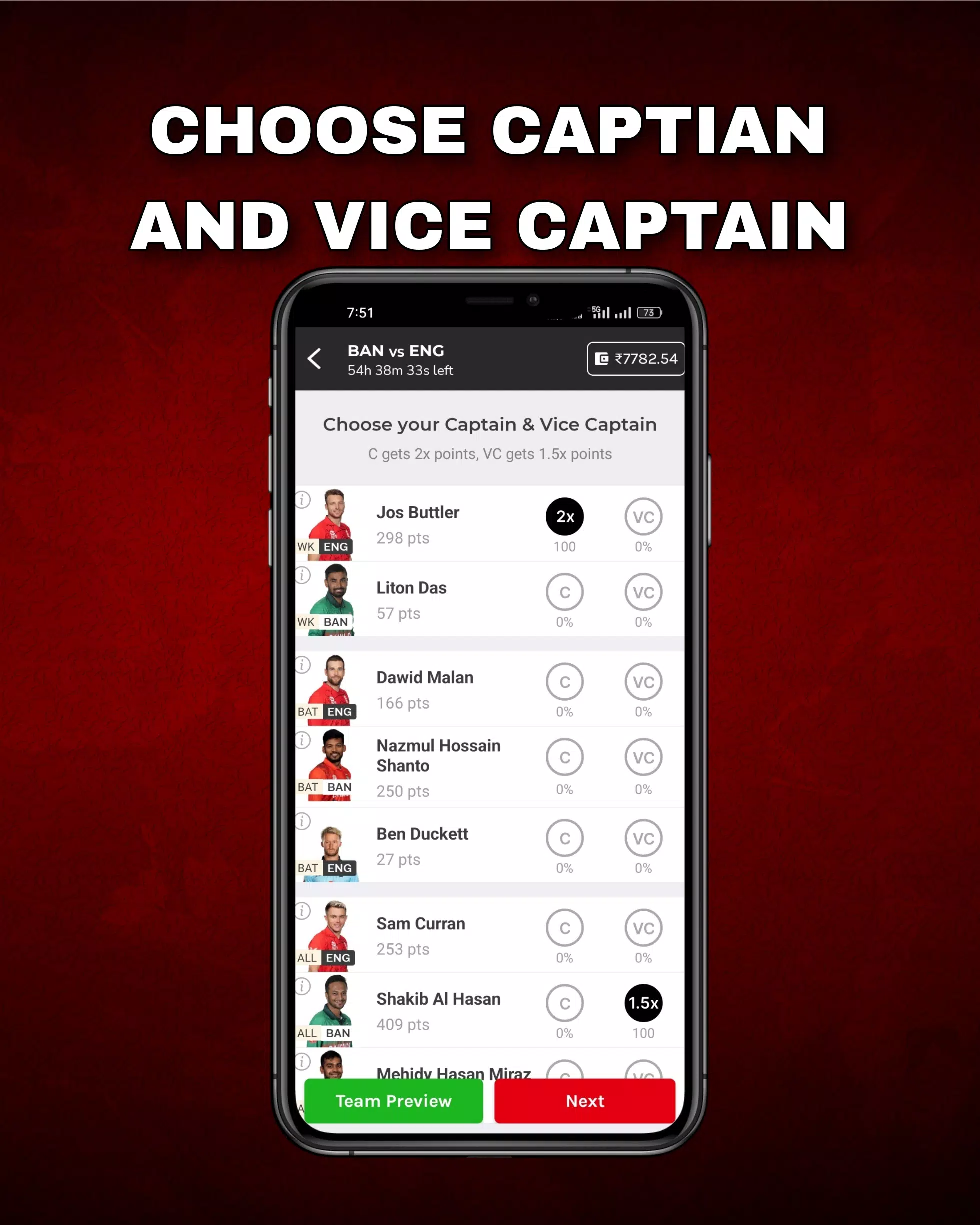 FantPlay11:Fantasy Cricket App Captura de pantalla 3