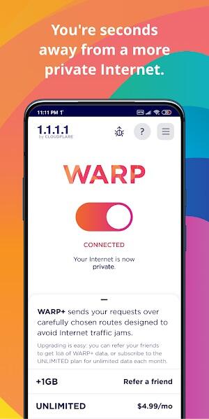 1.1.1.1 + WARP: Safer Internet スクリーンショット 0