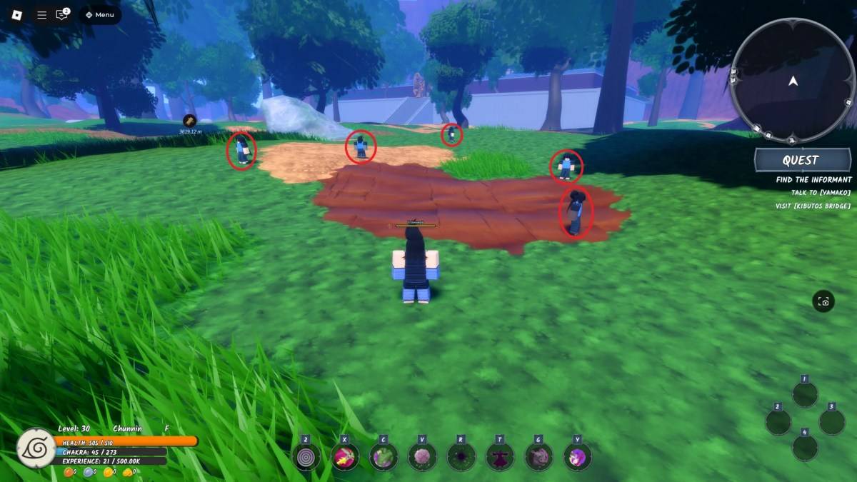 Ninja Time Roblox အတွေ့အကြုံရှိ Chunin စာမေးပွဲ၏နောက်ပိုင်းတွင်အားနည်းသော Ninjas ၏တည်နေရာ
