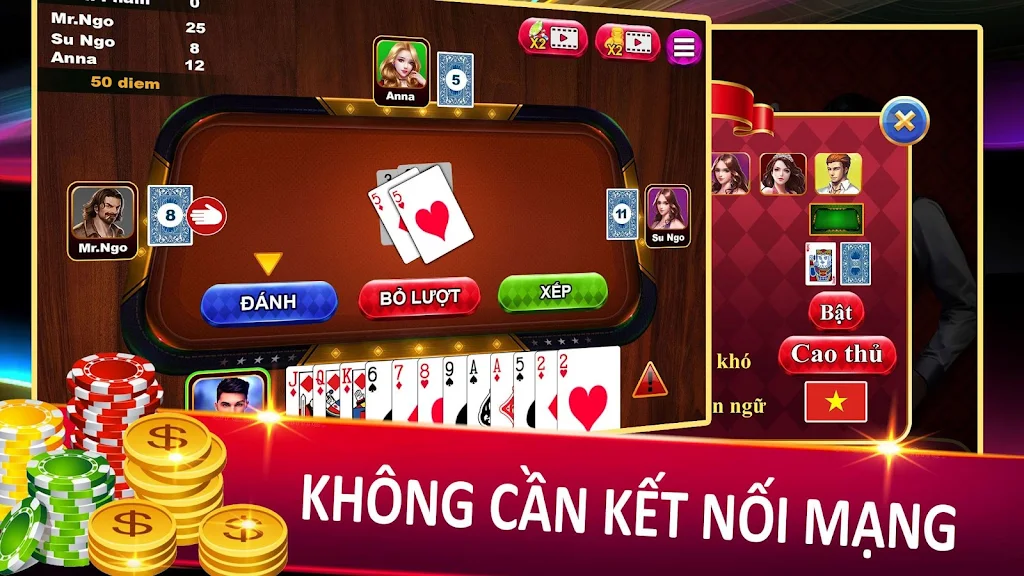Tien Len - Thirteen - Mien Nam Offline - Chip 스크린샷 2