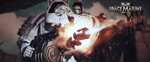 Space Marine defending fortress position