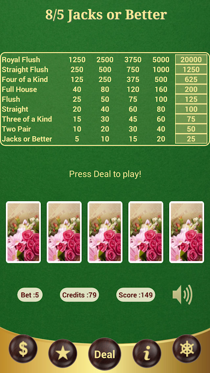 8/5 Jacks or Better Poker Captura de tela 0