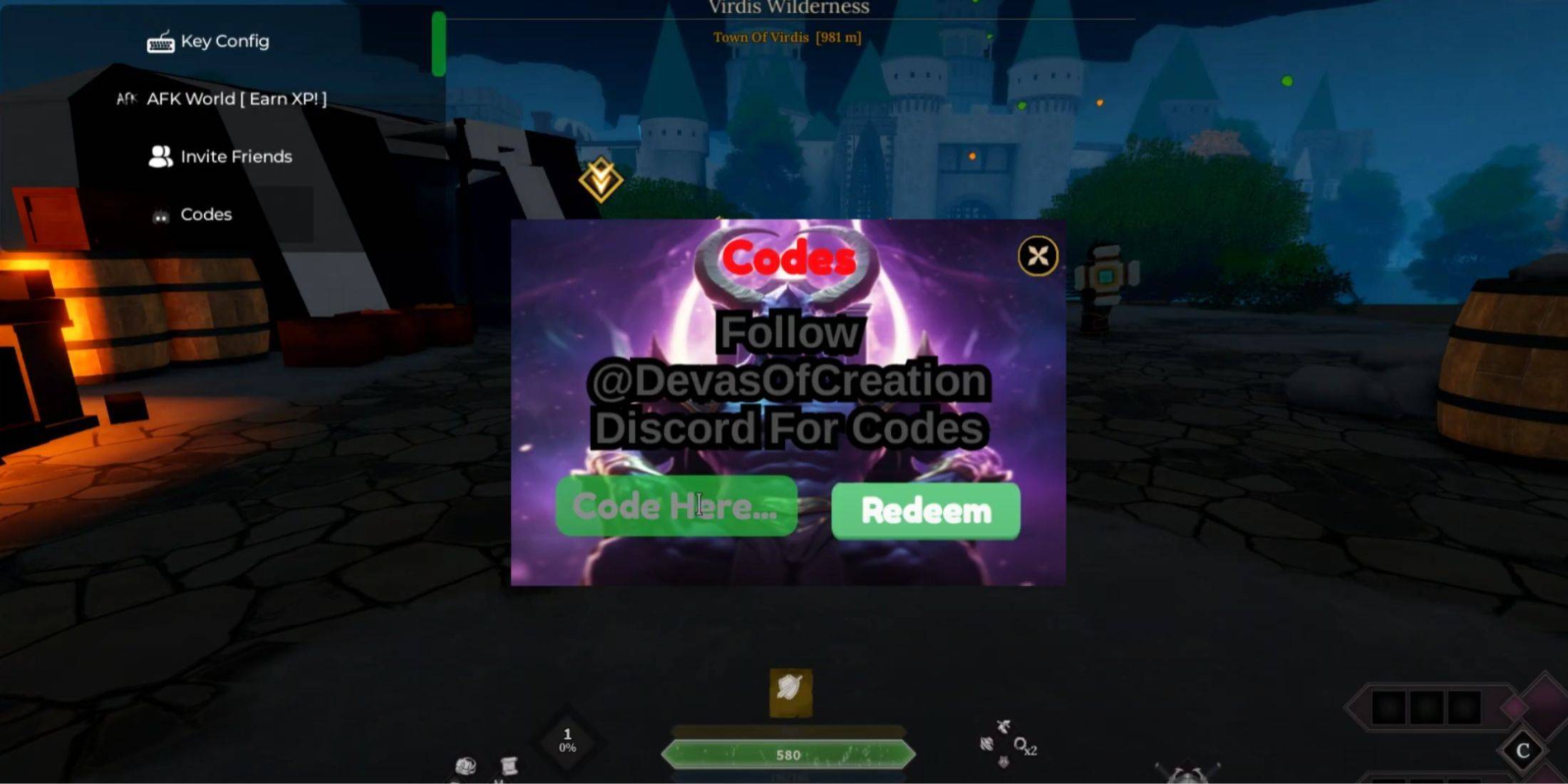 Image: Devas of Creation Code Redemption Interface