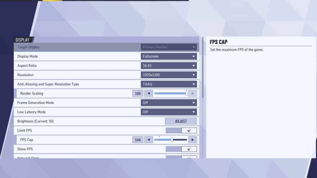 Marvel Rivals Exibir página Configurações nas configurações