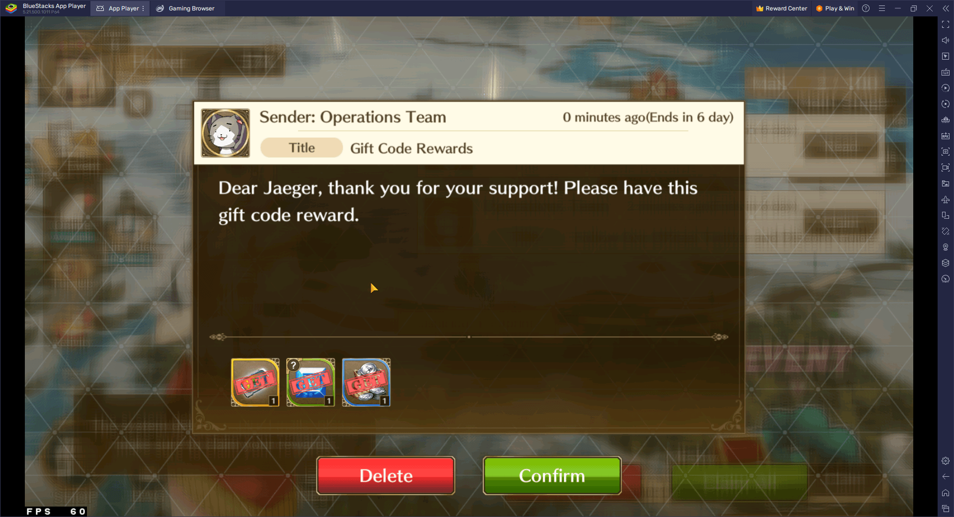 Redemption Process Screenshot