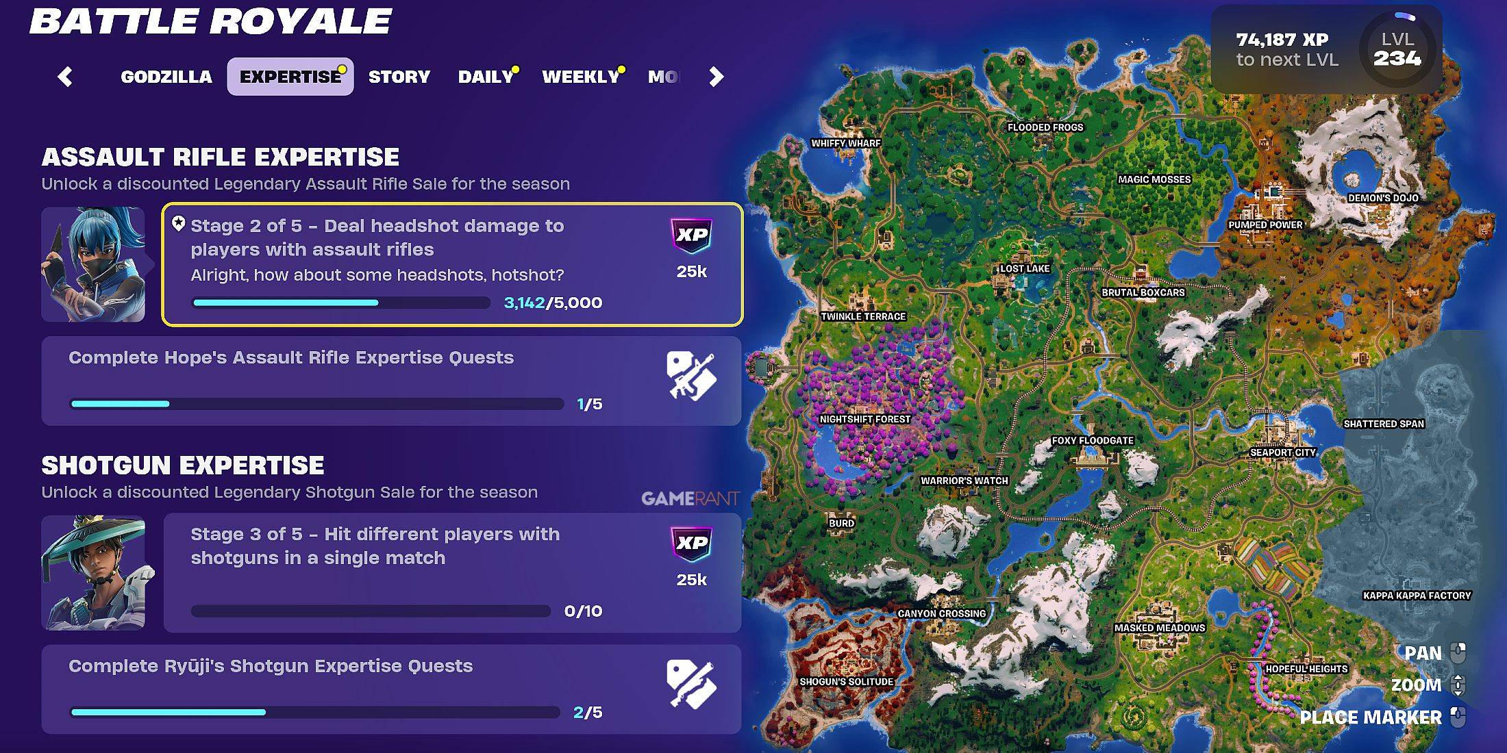 Все квесты на экспертизу оружия в Fortnite Hunters