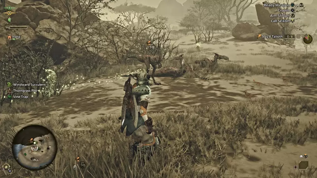 Grupo de monstruos taliáticos en Monster Hunter Wilds