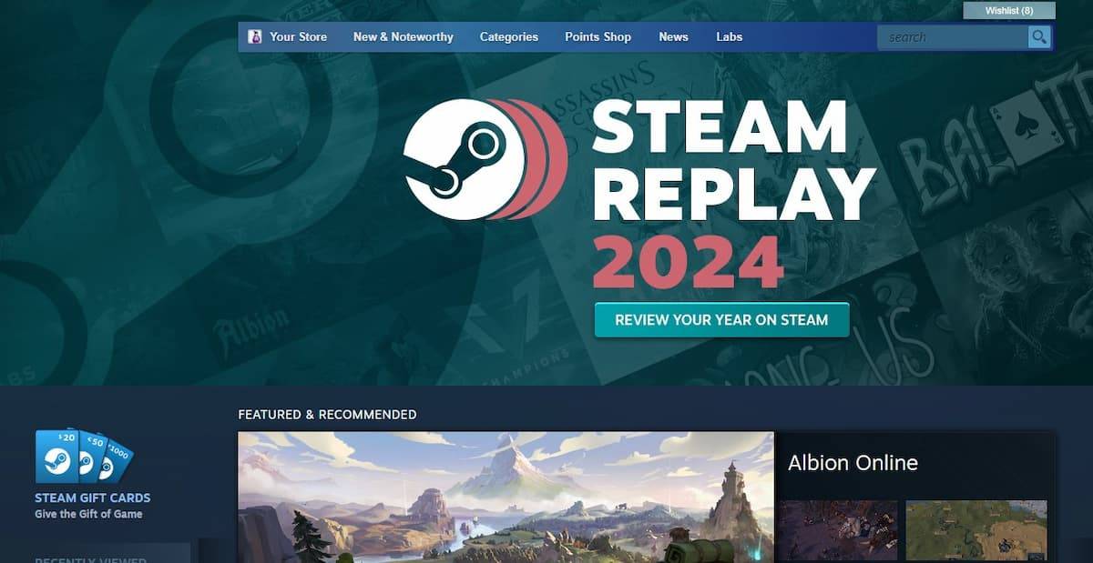 Vista previa de la interfaz de Steam Replay 2024