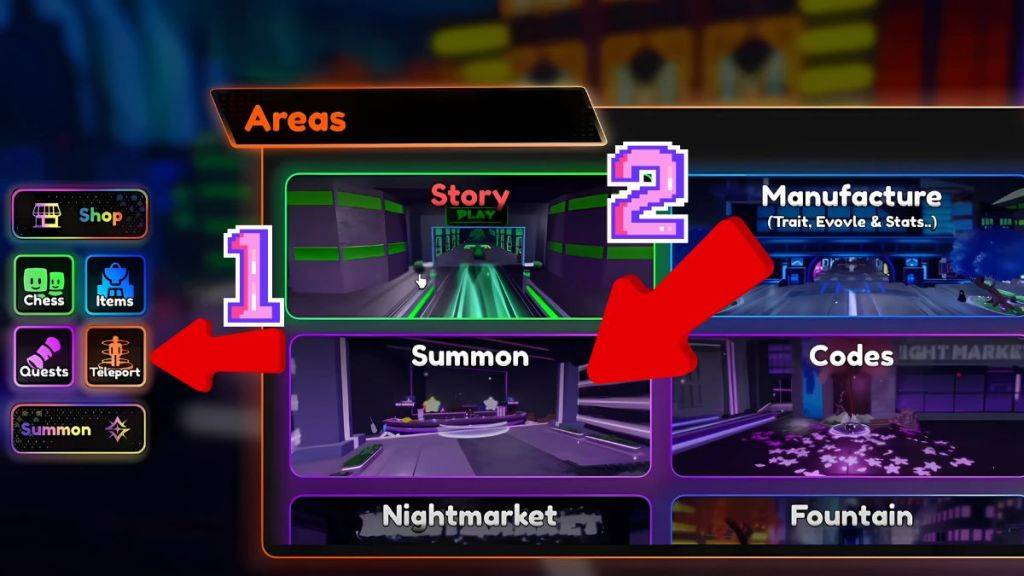 アニメオートチェスで召喚画面に到達する方法