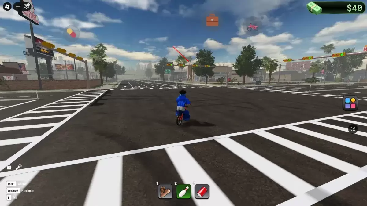 Um jogador olhando para o local do trabalho de zelador em Blockspin